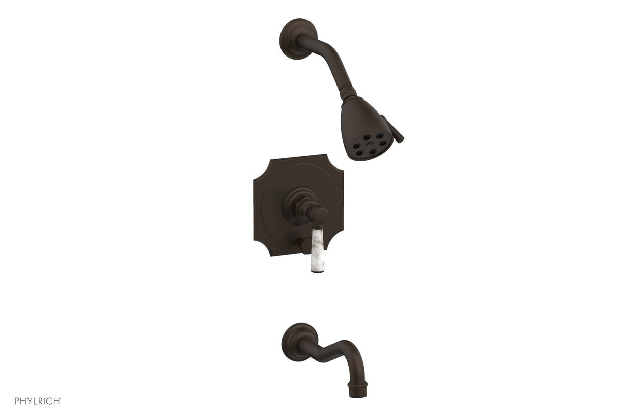 Phylrich 161-31-11BX031 HENRI Pressure Balance Tub and Shower Set - White Marble Lever Handle 161-31 - Antique Bronze