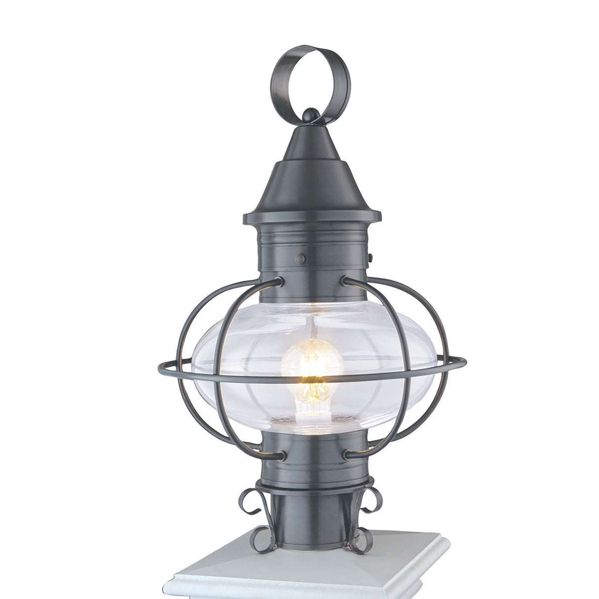 Elk 1611-GM-CL Classic Onion Outdoor Post Lantern - Gun Metal With Clear Glass