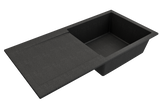 BOCCHI 1635-505-0120 Levanzo Dual-Mount 20 in. Single Bowl with extended/reversible Drain Board Granite Composite Kitchen Sink in Metallic Black (sink is 39 inches wide including drain board)