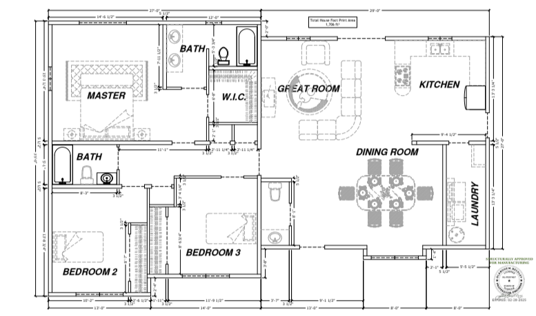 abodeMOD ABODEMOD1706 3 Bedroom(s), 2 Bathroom(s) 1706 Square Feet Prefab SFR Shell