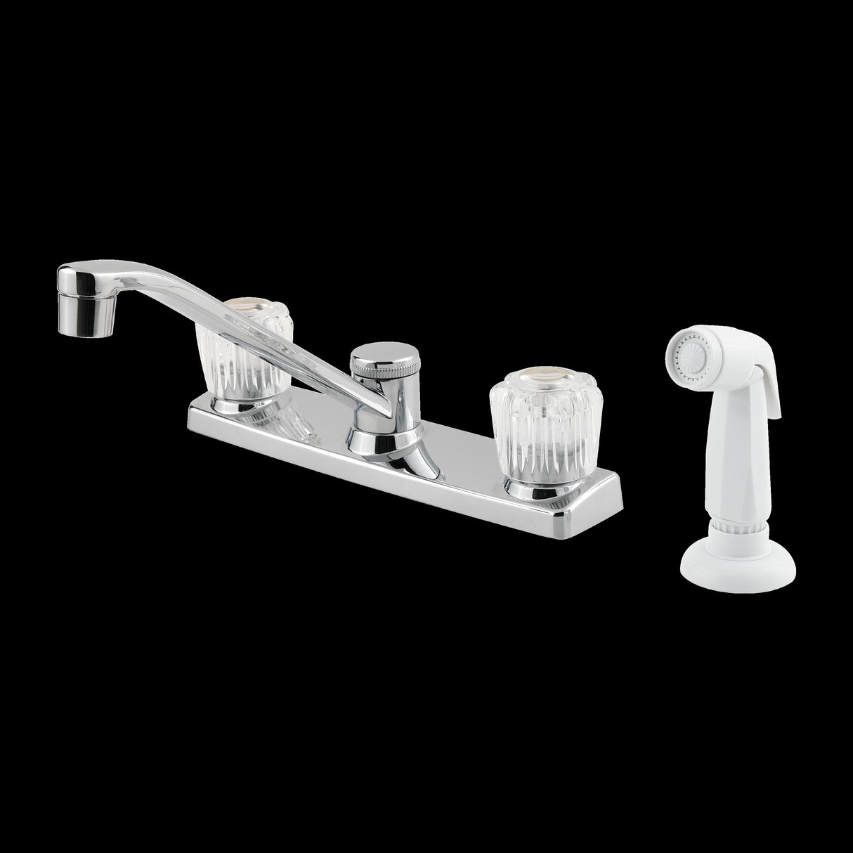 Pfirst Series 2-Handle Kitchen Faucet with White Side Spray in Polished Chrome