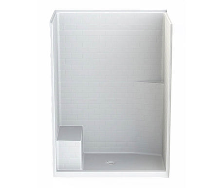 Aker 16034STTS AcrylX Alcove Center Drain One-Piece Shower in White