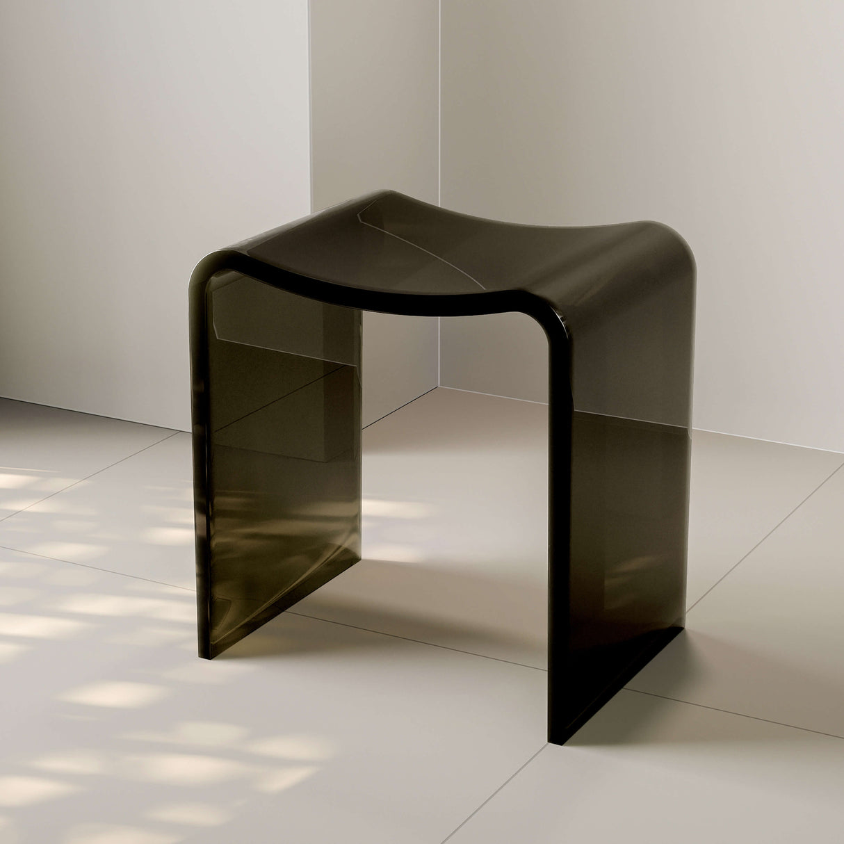 New England Home Goods Rainier 16" Shower Stool in White - Stone Resin Solid Surface