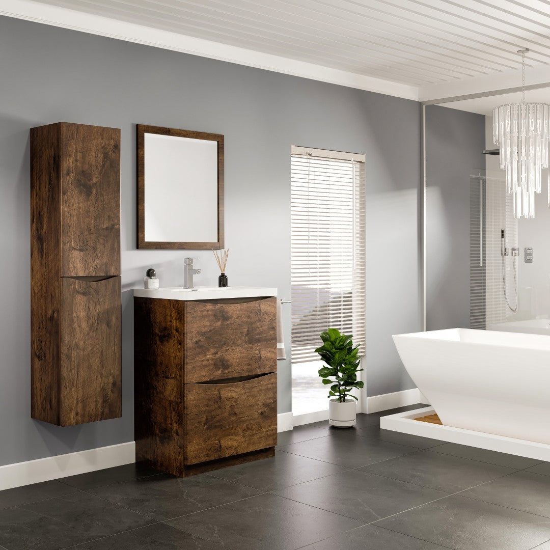 Smile 24 in. Rosewood Single Sink Bath Vanity with Acrylic Top and Integrated Sink