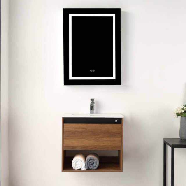 Blossom Bergen Brown Walnut 24" Vanity, Dual LED Illumination, Adjustable Lighting,