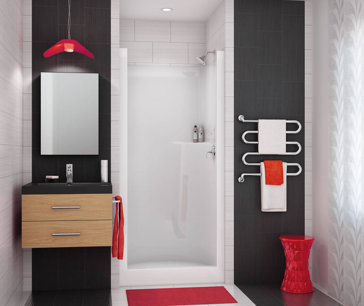 MAAX 140085-000-002-000 SS32 32 x 33 AcrylX Alcove Center Drain One-Piece Shower in White