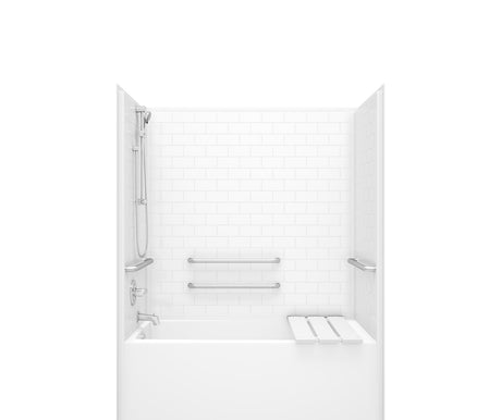 Aker F6030STT AcrylX Alcove Left-Hand Drain One-Piece Tub Shower in White