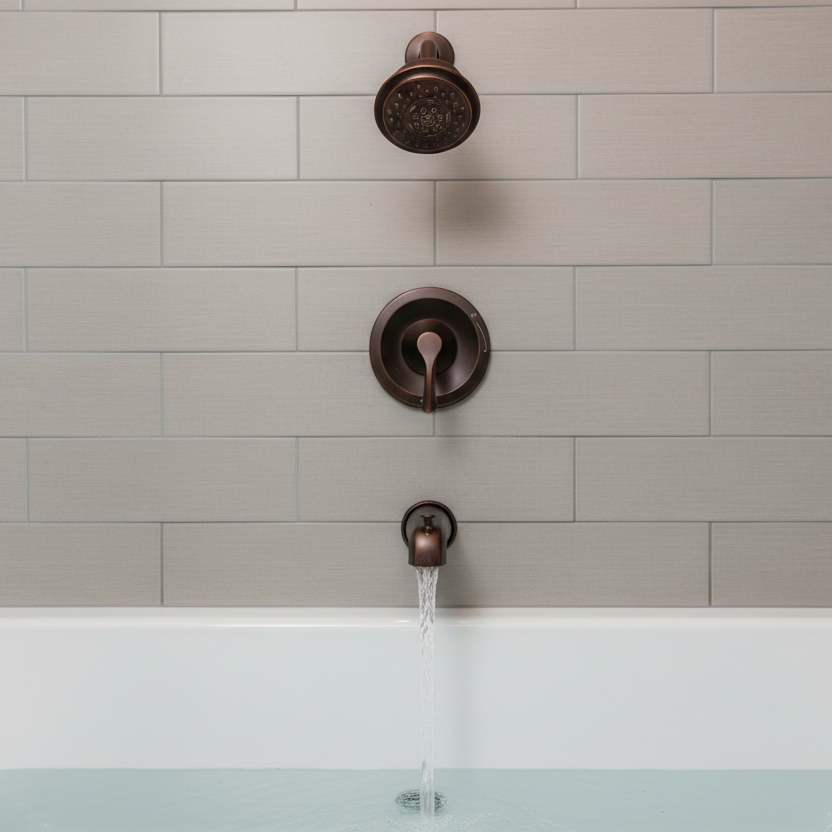 Antioch® Tub & Shower Trim Kit with Surge™ 5-Function Showerhead – Tumbled Bronze