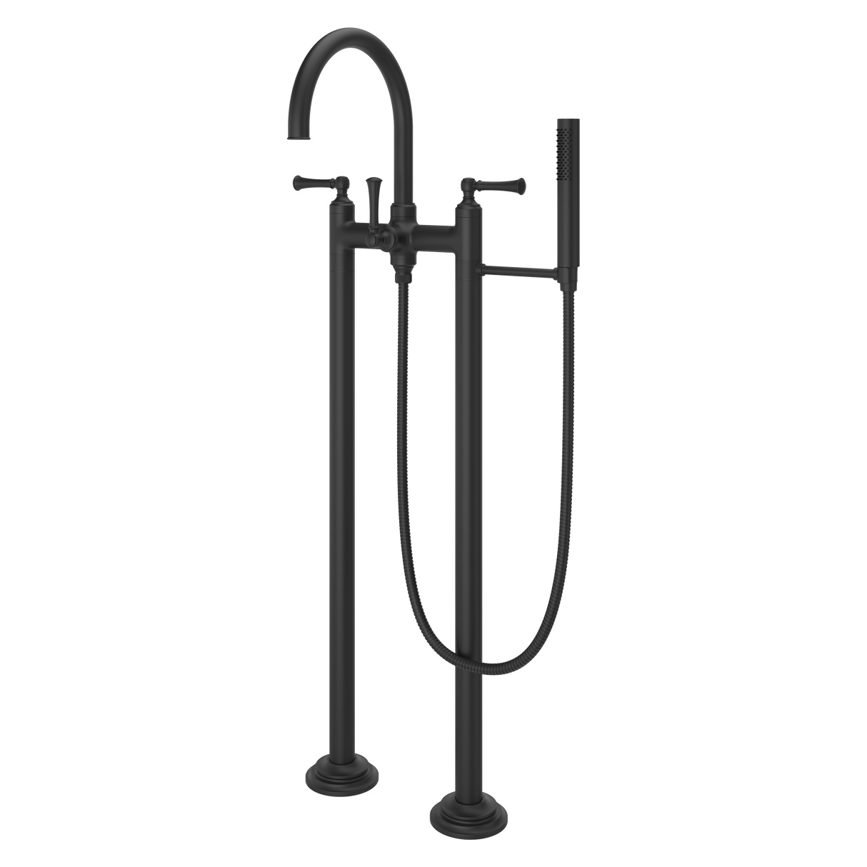 Tisbury Wall Mount 2-Handle Tub Filler with Hand Shower in Spot Defense Matte Black