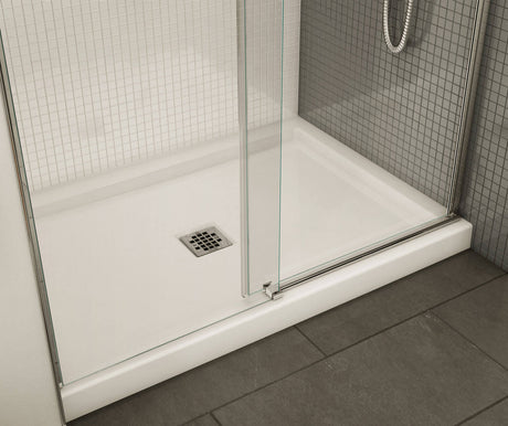 MAAX 420002-501-001-100 B3Square 4834 Acrylic Alcove Shower Base in White with Center Drain