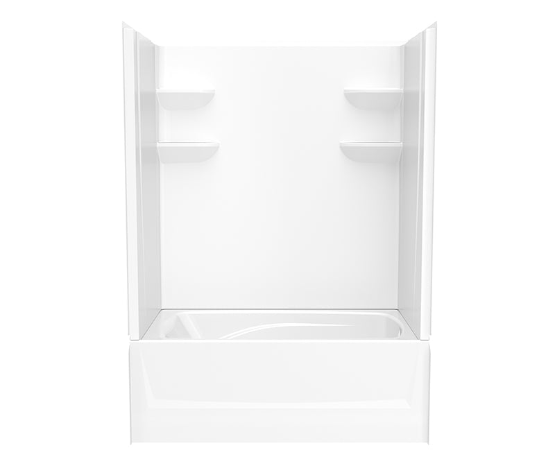 Swanstone VP6036CTSM2L/R 60 x 36 Solid Surface Alcove Right Hand Drain Four Piece Tub Shower in White VP6036CTSM2R.010