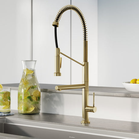 Nouvet Single Handle, Pull-Down Kitchen Faucet with Pot Filler in Brushed Gold