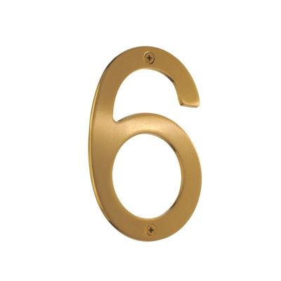 Smedbo Villa House Number 6 in Brushed Brass