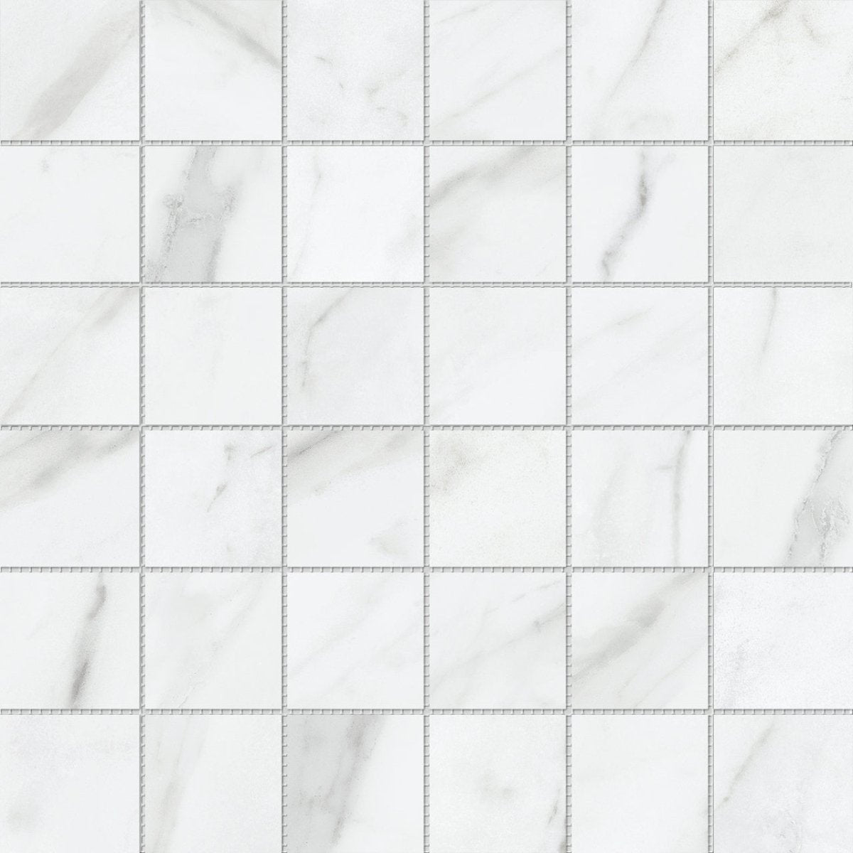 Anatolia Tile 2X2 Altezza Matte Carrara 36 Piece Porcelain Mosaics. 1 Sheet = .97 Sq. Ft. 4501-0000-0 (63-663) Carrara 2x2 - premium natural stone mosaic tile from Anatolia Tile, available at PoshHaus showroom in Keene, NH