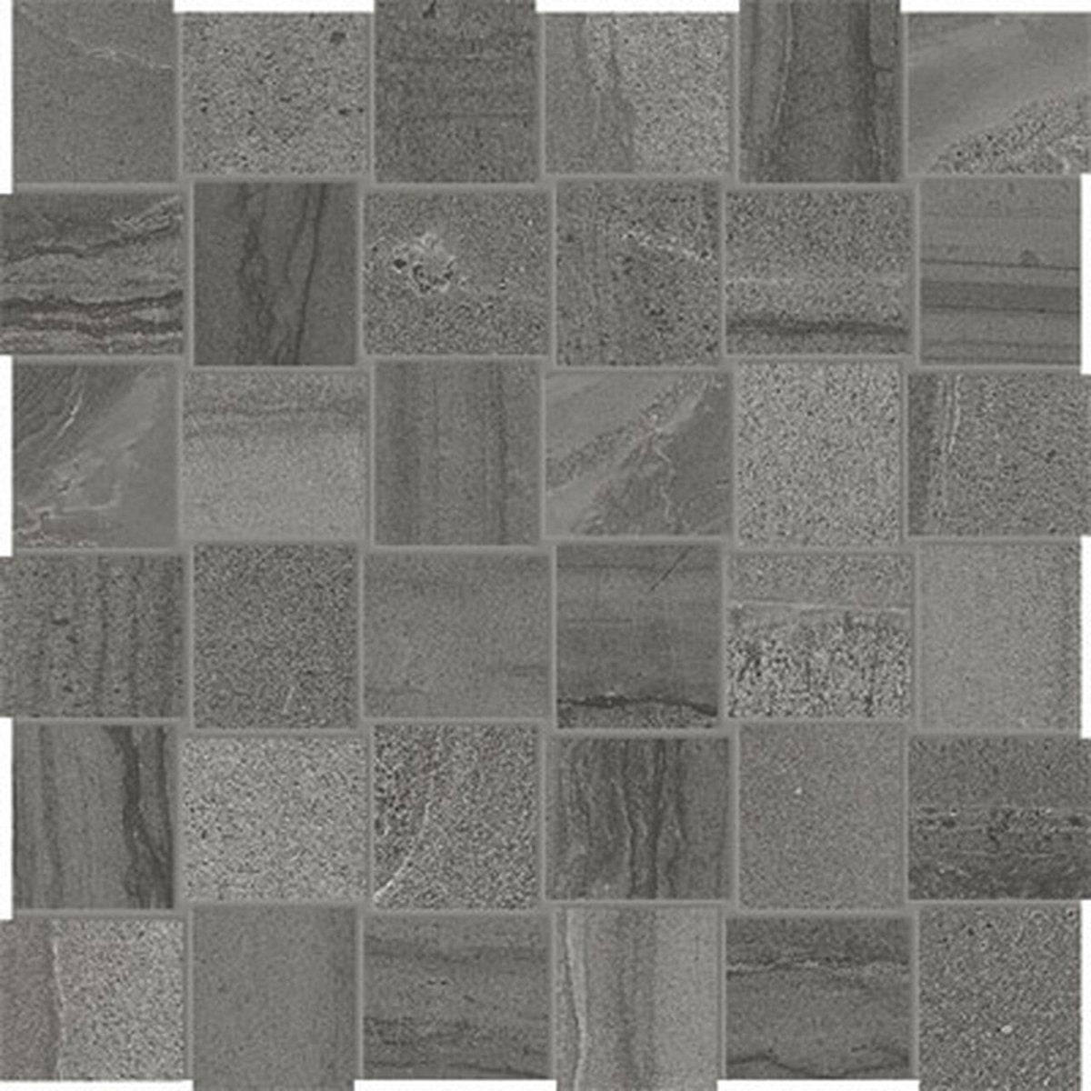 Anatolia Tile 2X2 Basketweave Amelia Matte Carbon 36 Piece Porcelain Mosaics. 1 Sheet = .97 Sq. Ft. 4501-0001-0 (69-075) Carbon Basketweave 2x2 - premium natural stone mosaic tile from Anatolia Tile, available at PoshHaus showroom in Keene, NH