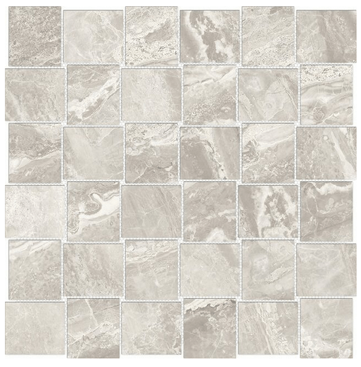 Anatolia Tile 2X2 Basketweave Mayfair Stella Agento Polished Porcelain Mosaics. 1 Sheet = .98 Sq. Ft. 4501-0141-1 Stella Argento 2x2 Basketweave Matte - premium natural stone mosaic tile from Anatolia Tile, available at PoshHaus showroom in Keene, NH