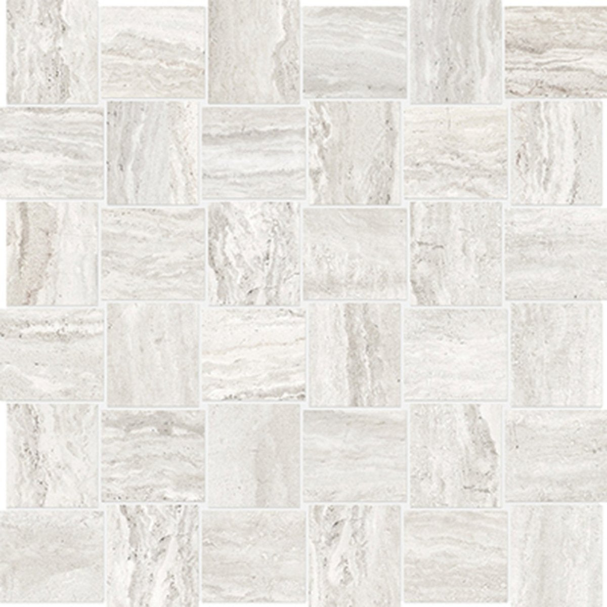 Anatolia Tile 2X2 Basketweave Precept Ivory Matte Porcelain Mosaics. 1 Sheet = 1.17 Sq. Ft. 4501-0202-0 (63-517) Ivory 2x2 - premium natural stone mosaic tile from Anatolia Tile, available at PoshHaus showroom in Keene, NH
