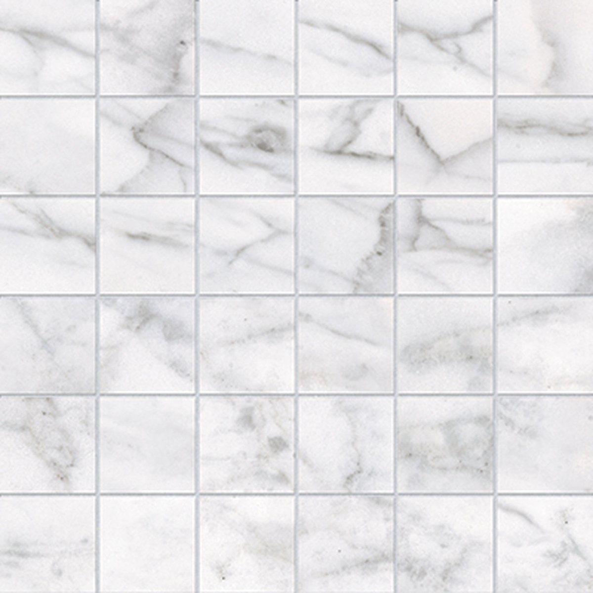 Anatolia Tile 2X2 Classic Matte Carrara 36 Piece Porcelain Mosaics. 1 Sheet = .96 Sq. Ft. 4501-0065-0 (63-365) Carrara 2x2 - premium natural stone mosaic tile from Anatolia Tile, available at PoshHaus showroom in Keene, NH