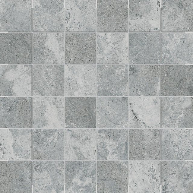 Anatolia Tile 2X2 Veneta Argento Matte 36 Piece Porcelain Mosaics. 1 Sheet = .96 Sq. Ft. 4501-0298-0 (63-587) Argento 2x2 - premium natural stone mosaic tile from Anatolia Tile, available at PoshHaus showroom in Keene, NH