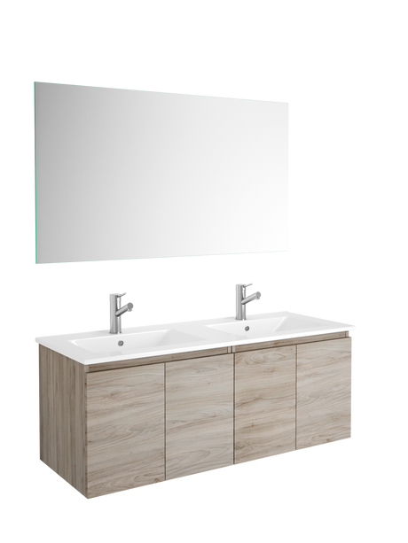 DAX Malibu Engineered Wood and Porcelain Onix Basin with Double Vanity Cabinet, 48", Pine DAX-MAL014812-ONX