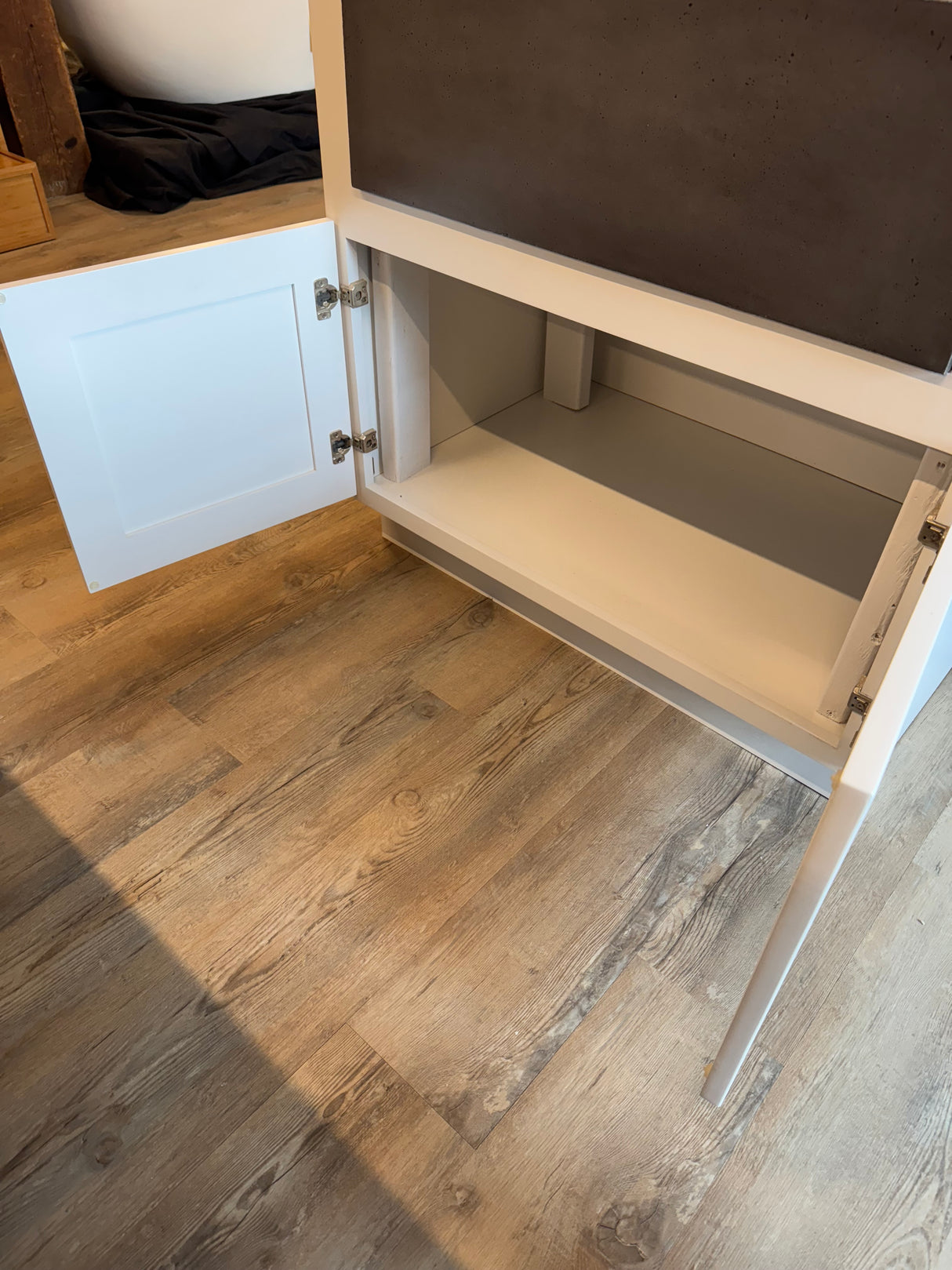 36" PoshHaus Farmhouse Laundry Vanity w/ Solid Wood Base & Quartz Top