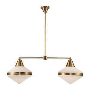 Alora LP348241VBOP WILLARD 41" LP VINTAGE BRASS MATTE OPAL GLASS 2 x 60W E26