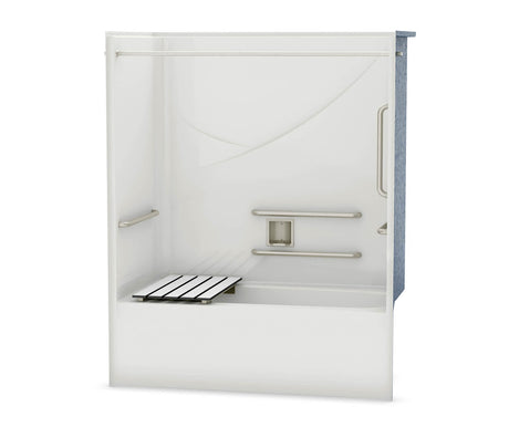 MAAX 106061-000-002-106 OPTS-6032 - ANSI Grab Bars and Seat AcrylX Alcove Left-Hand Drain One-Piece Tub Shower in White