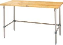 John Boos TNB14 Maple Top Work Table with Stainless Steel Base and Bracing, 48" Long x 36" Wide 2-1/4" Thick