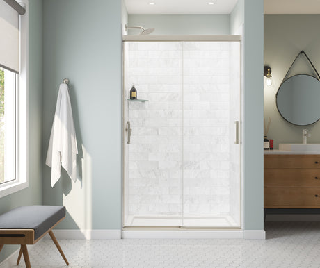 MAAX 135334-900-305-000 Incognito 76 44-47 x 76 in. 8mm Bypass Shower Door for Alcove Installation with Clear glass in Brushed Nickel