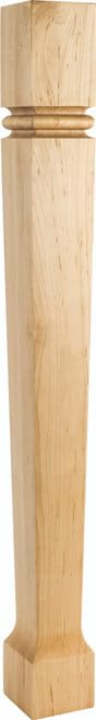 Hardware Resources P80-RW 3-1/2" W x 3-1/2" D x 35-1/2" H Rubberwood Bullnose Tapered Post