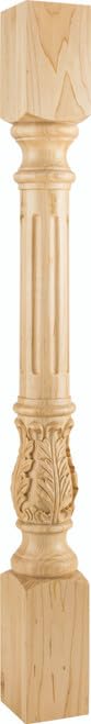 Hardware Resources P23-3.5-RW 3-1/2" W x 3-1/2" D x 35-1/2" H Rubberwood Fluted Acanthus Post