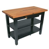 John Boos OC4825-2S-UG OC Oak Country Table - Blended Butcher Block Top, 48" W x 25" D Two Shelves, Gray Stained Base