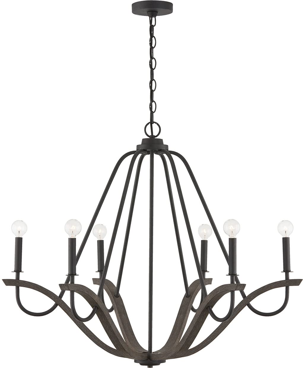 Capital Lighting 447661CK Clive 6 Light Chandelier Carbon Grey and Black Iron