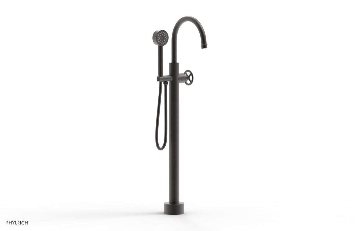 Phylrich 220-44-01-10B WORKS Tall Floor Mount Tub Filler - Cross Handle with Hand Shower  220-44-01 - Oil Rubbed Bronze