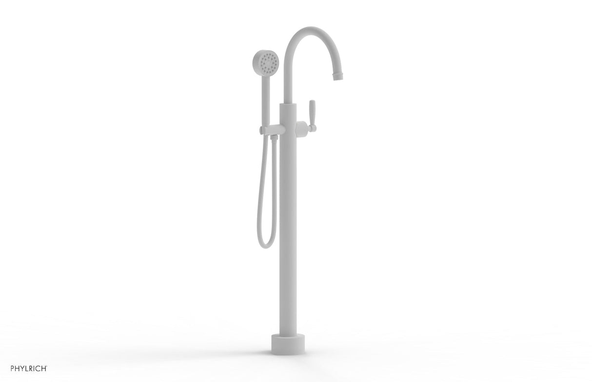 Phylrich 220-45-01-050 WORKS Tall Floor Mount Tub Filler - Lever Handle with Hand Shower  220-45-01 - Satin White