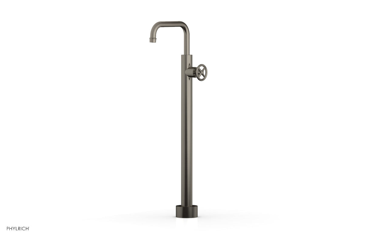 Phylrich 220-46-02-15A WORKS Tall Floor Mount Tub Filler - Cross Handle 220-46-02 - Pewter