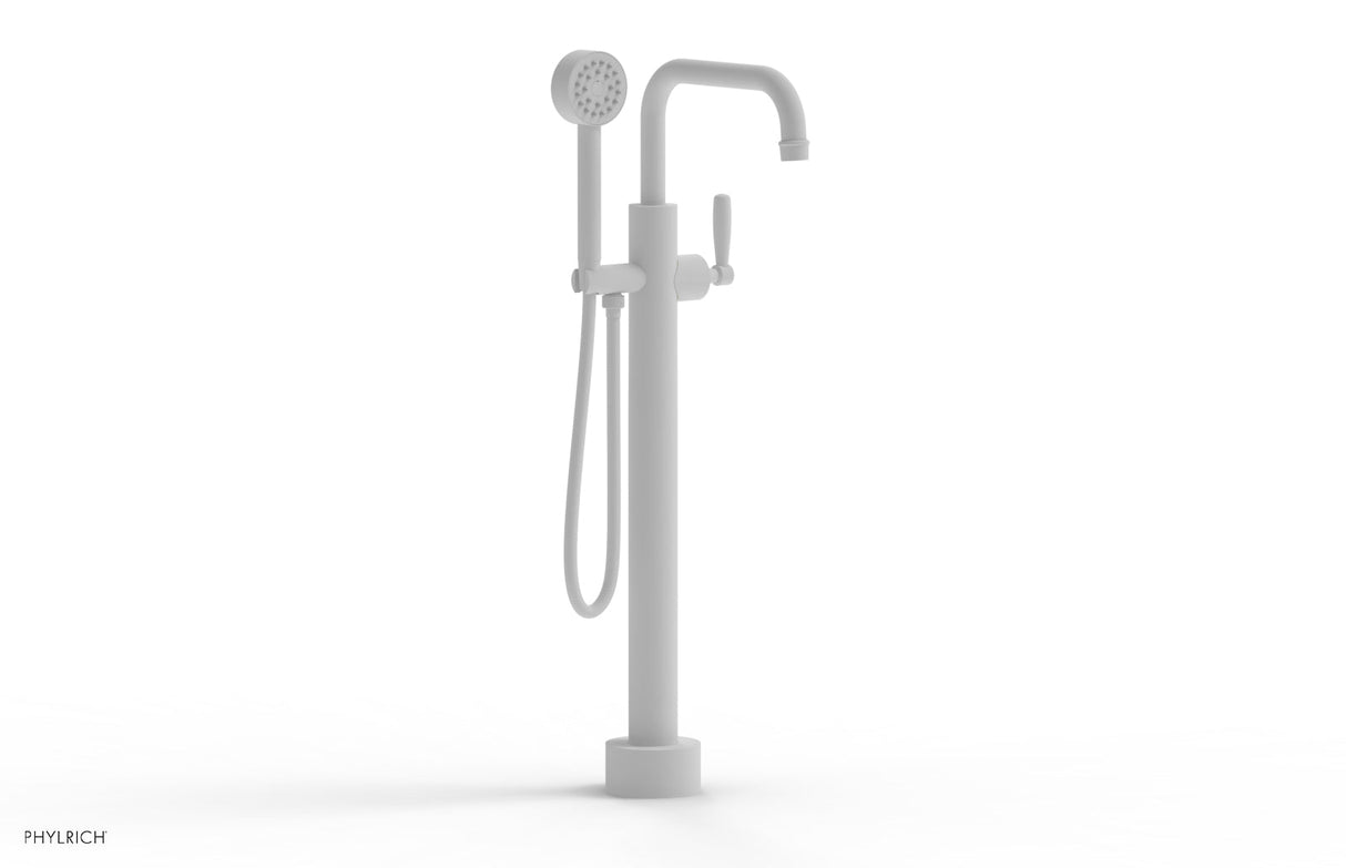 Phylrich 220-47-03-050 WORKS Low Floor Mount Tub Filler - Lever Handle with Hand Shower  220-47-03 - Satin White