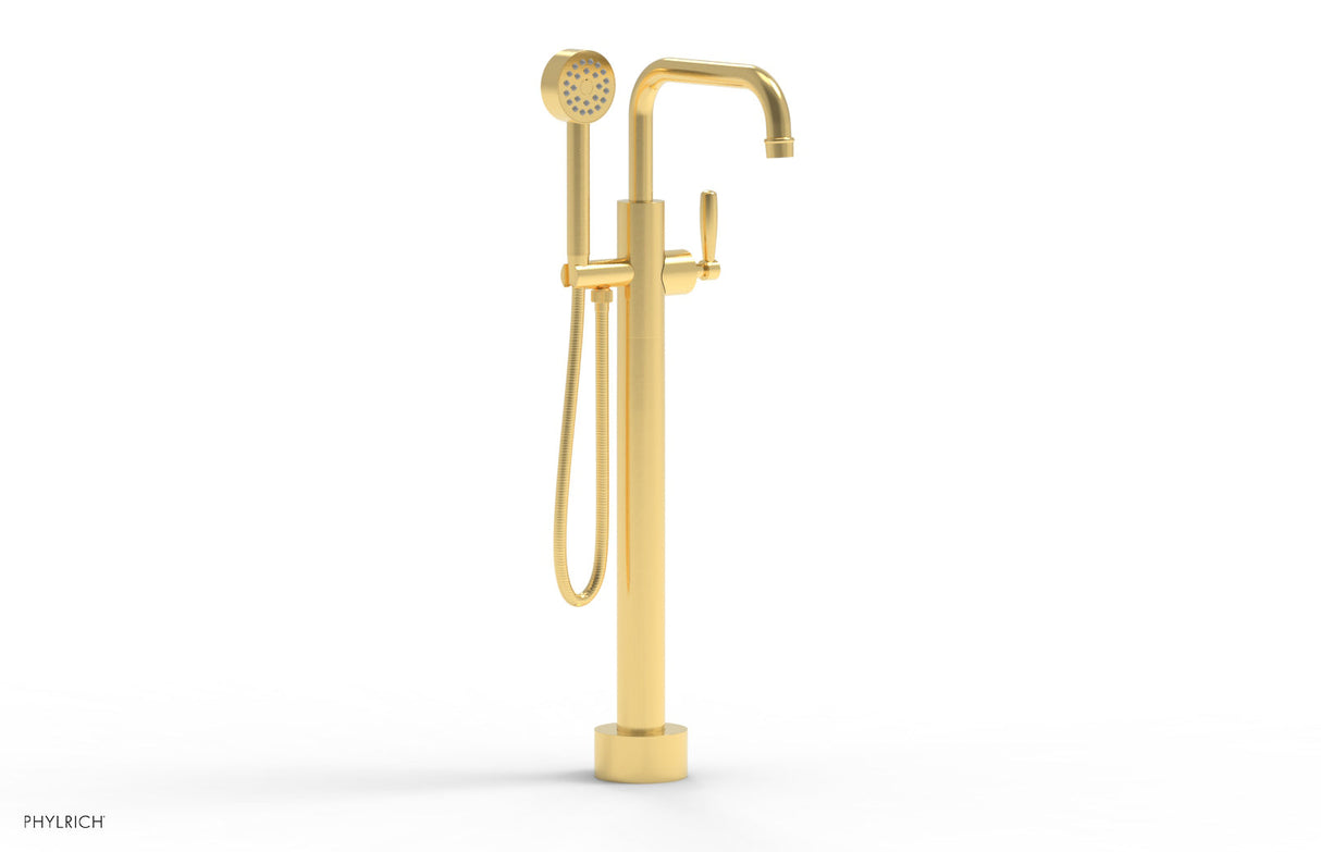 Phylrich 220-47-03-024 WORKS Low Floor Mount Tub Filler - Lever Handle with Hand Shower  220-47-03 - Satin Gold