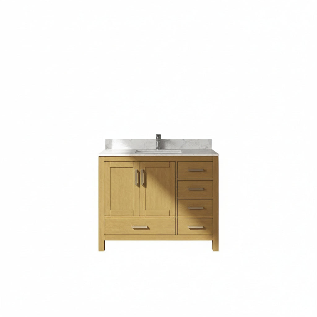 New England Home Goods Newport 42" Single Sink Vanity in White - Engineered Wood; Stone Top