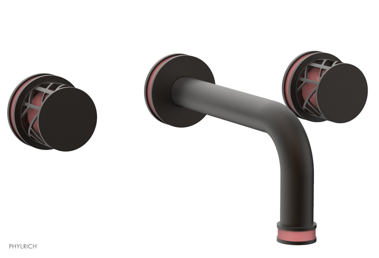 Phylrich 222-11-10BX045 JOLIE Wall Lavatory Set - Round Handles with "Pink" Accents 222-11 - Oil Rubbed Bronze