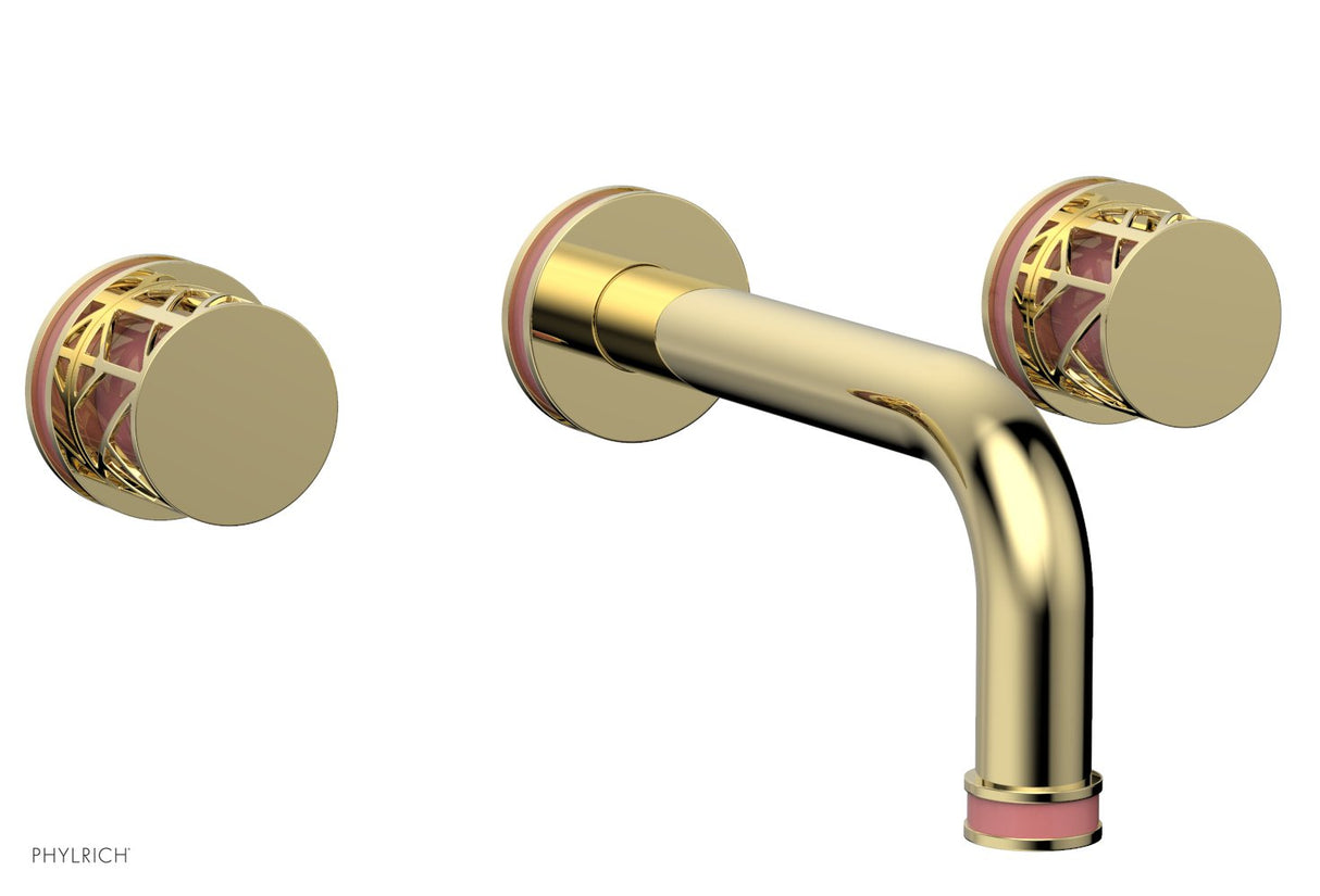 Phylrich 222-11-003X045 JOLIE Wall Lavatory Set - Round Handles with "Pink" Accents 222-11 - Polished Brass