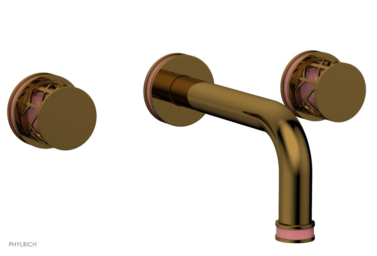 Phylrich 222-11-002X045 JOLIE Wall Lavatory Set - Round Handles with "Pink" Accents 222-11 - French Brass