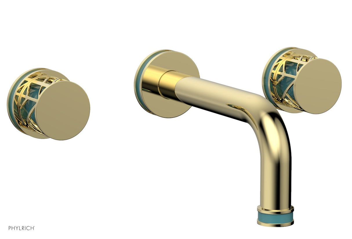 Phylrich 222-11-003X049 JOLIE Wall Lavatory Set - Round Handles with "Turquoise" Accents 222-11 - Polished Brass