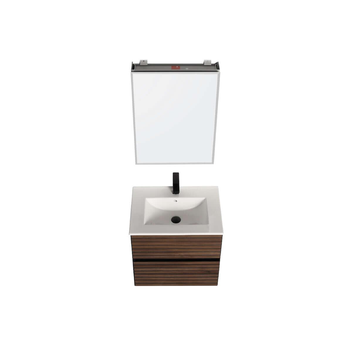 Blossom Annecy 24" Wall-Hung Vanity - Modern Minimalist Design with Soft-Closing Drawers in Dark Walnut and Maple