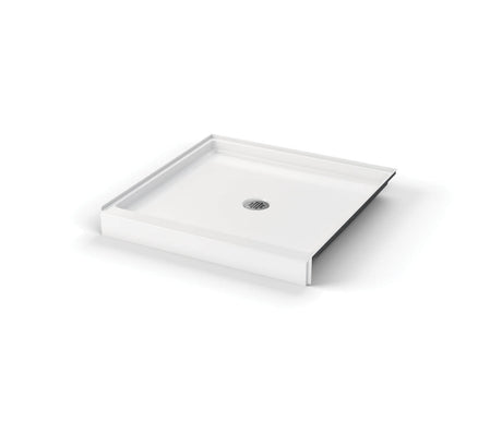 Aker SPL-3838 AcrylX Alcove Center Drain Shower Base in Biscuit