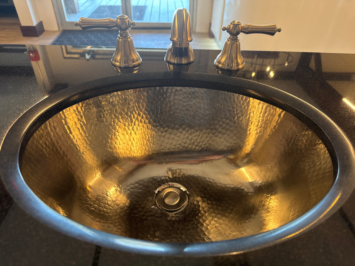 30" Rustic Chic Vanity Set with Granite Top, Nickel Sink, and Widespread Brush Nickel Faucet