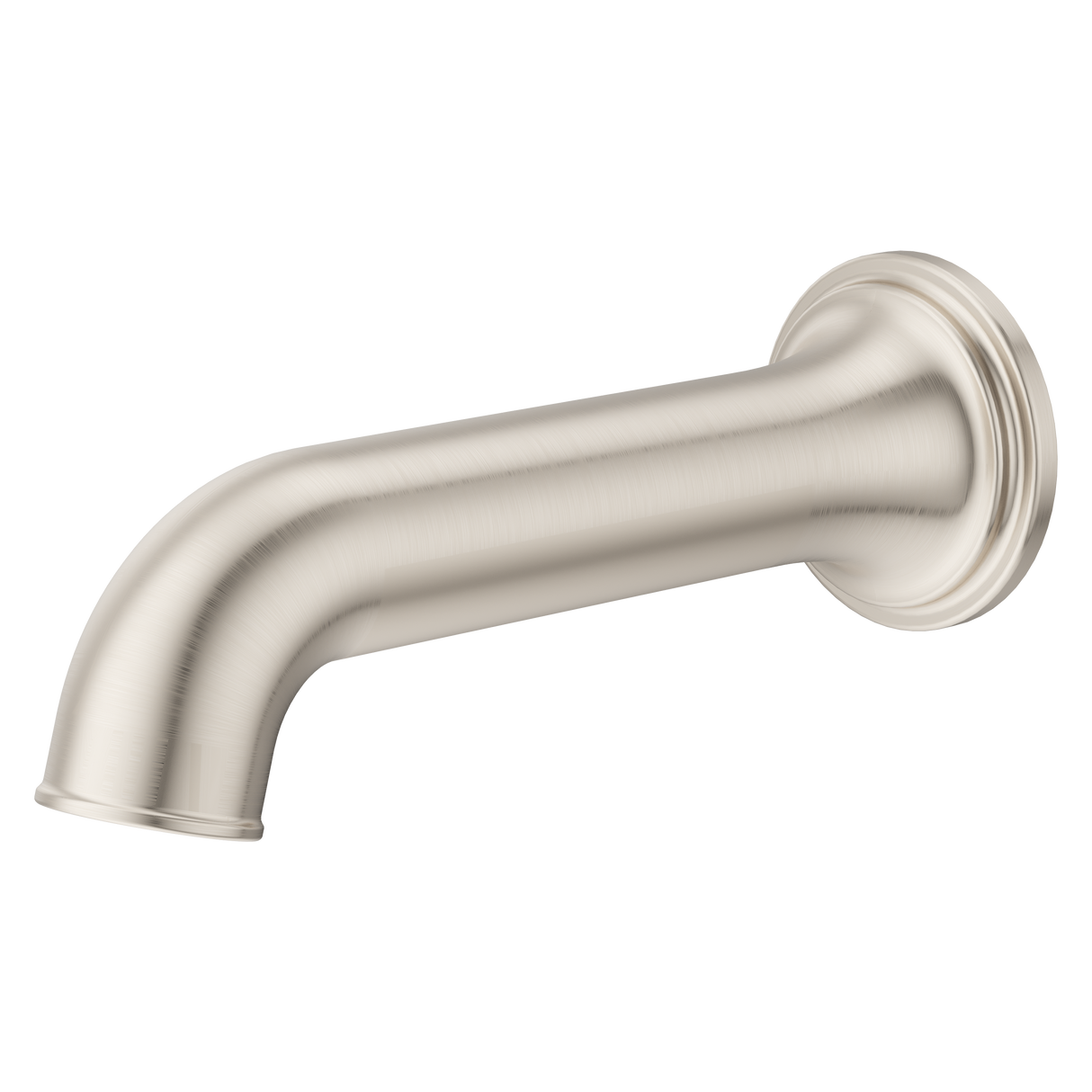 Round Non-Divertering Tub Spout in Brushed Nickel