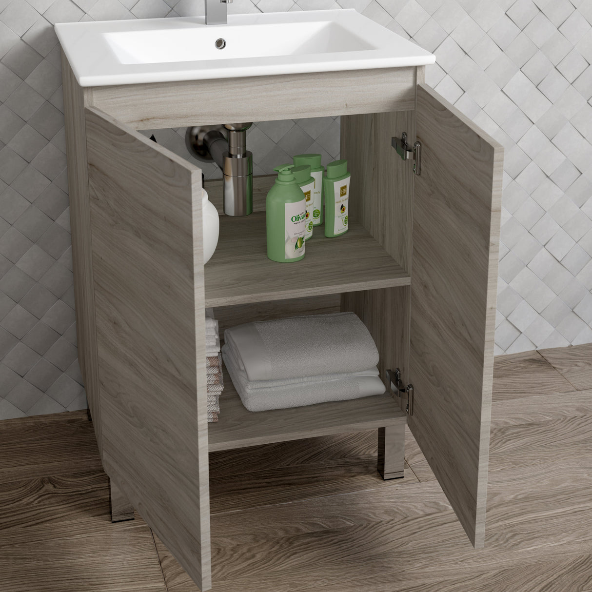 DAX Sunset Engineered Wood and Porcelain Onix Basin Vanity, 24", Pine DAX-SUN012412-ONX