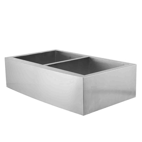 DAX Stainless Steel 50/ 50 Farmhouse Double Bowl Top Mount Kitchen Sink, Brushed Stainless Steel DAX-SQ-3320F