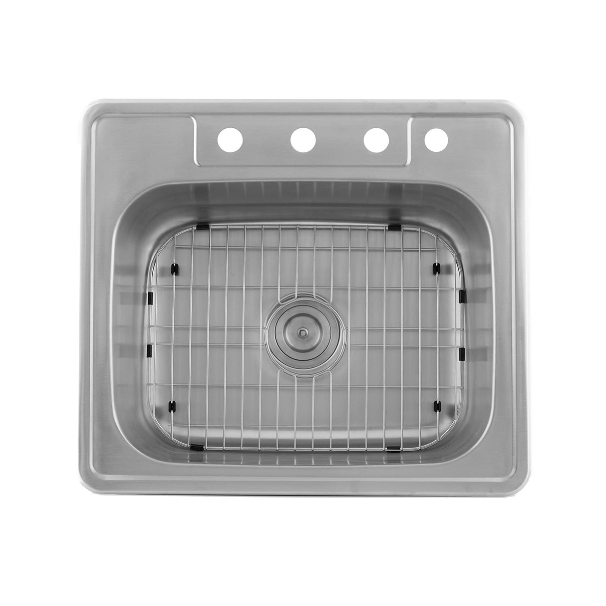 DAX Stainless Steel Single Bowl Top Mount Kitchen Sink, Brushed Stainless Steel DAX-OM-2522